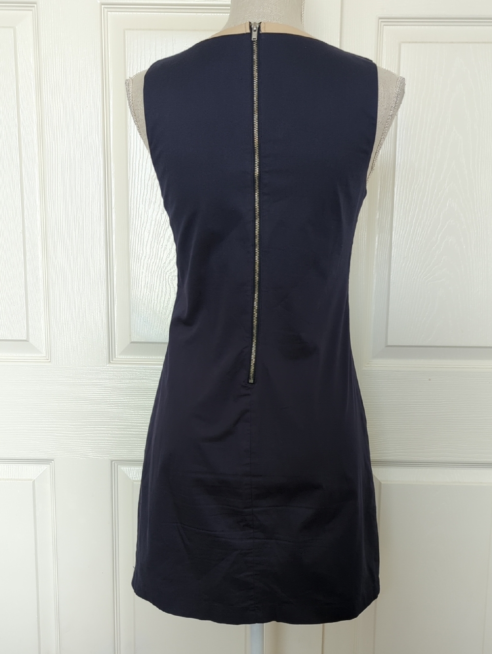 I. Madeline Navy Laser-Cut Mini Dress with Nude Underlay - Picture 5 of 8
